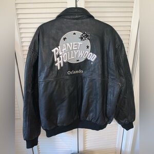 Planet Hollywood Orlando Vintage Black Leather Jacket XL Men’s